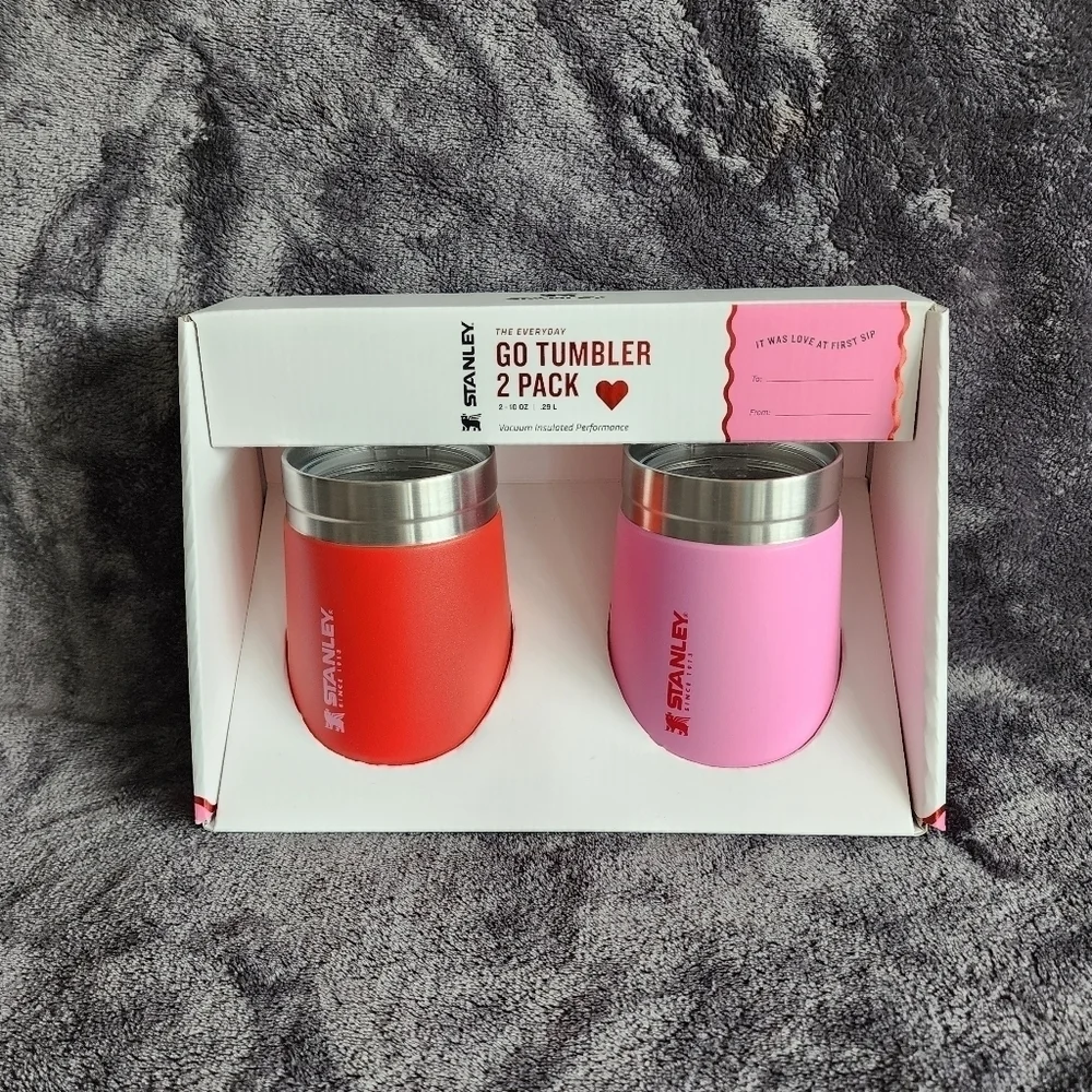 New Stanley 2pk 10 oz Stainless Steel Everyday Go Tumblers Red & Cotton Candy - Picture 1 of 5